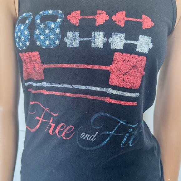 Free and Fit Patriotic Womens Workout Tank by Straight Legless Clothing-Size S/M - Picture 4 of 7